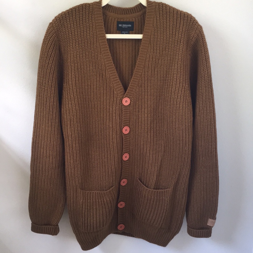 Obey Army Green Oversized Cardigan